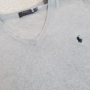 Polo Ralph Lauren Men's Sweater Vest Pullover V-neck Gray Size Large Pima Cotton